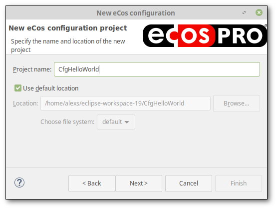 New eCos Configuration project