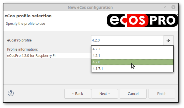 eCos profile selection