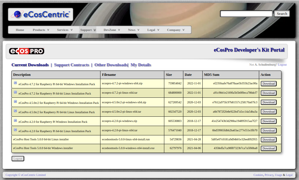 eCosPro Developer's Kit Portal