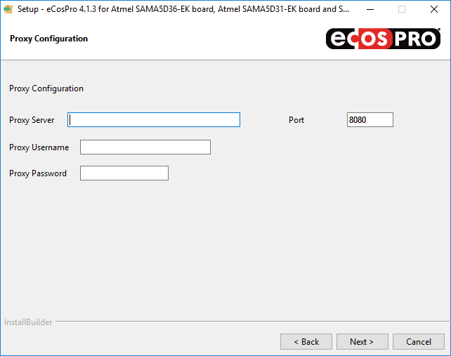 Proxy Configuration Screen