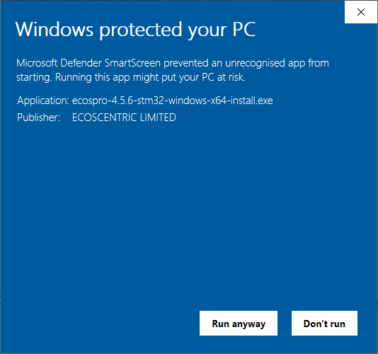 Windows 10 Primary eCosPro Installer