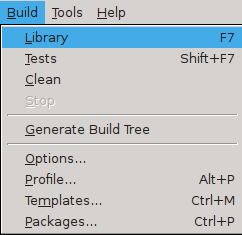 Selecting the Build Library menu item